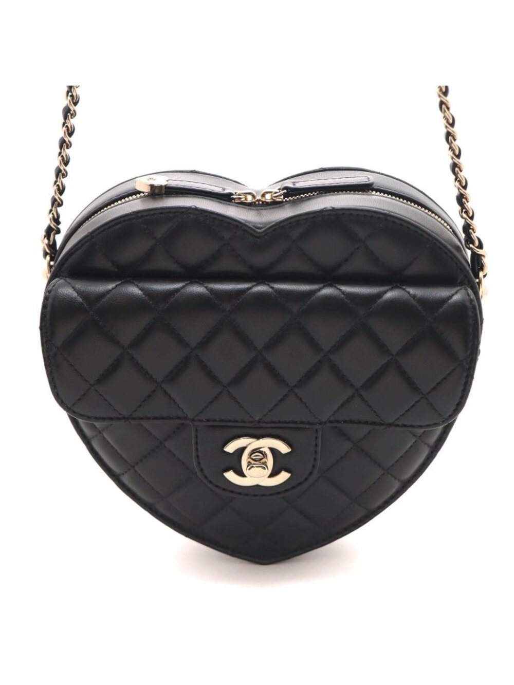 Chanel Quilted Heart Shape Shoulder Bag Lambskin